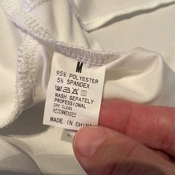 Women’s White Jumpsuit with Ruffles and Silver Waist Detail Size M **READ - Picture 9 of 10